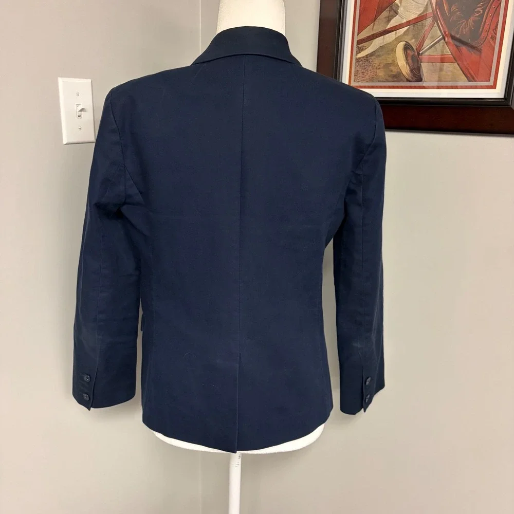 J.Crew Suiting Womens Navy Blue Cotton Single Button Blazer Size 8